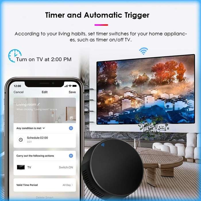 AUBESS WiFi IR Smart Universal Remote Control For TV Air Conditioner, Compatible With Tuya Smart Lif