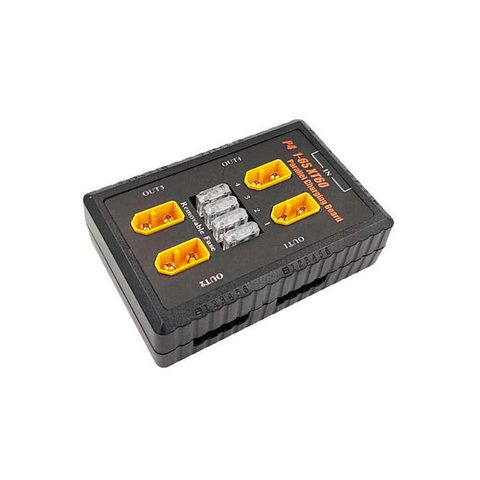 XT60 - P4 1-6S XT60 Plug Parallel Charging Board Support 20A Input and 4 Output Channels with Fuse P