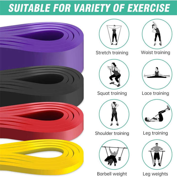 A - KALOAD 4Pack Heavy Duty Latex Resistance Band Exercise Elastic Band Set For Sport Strength Pull