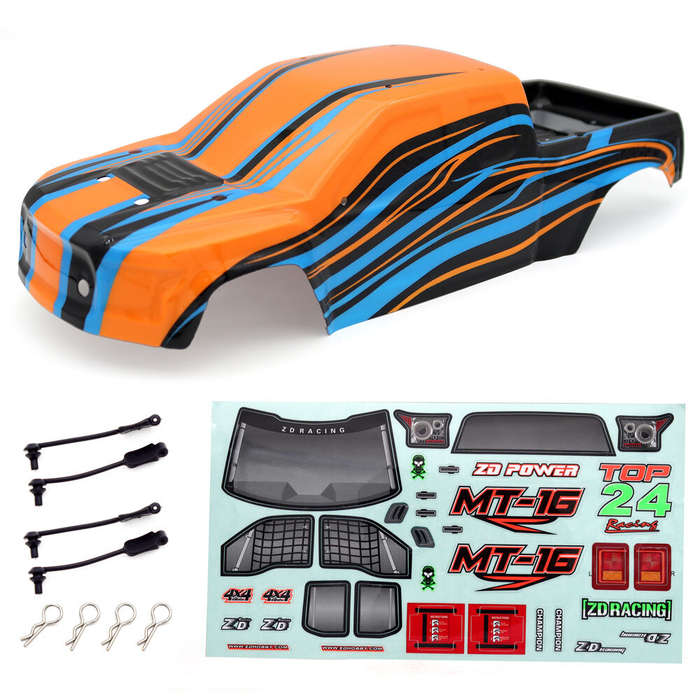 Orange - ZD Racing MT16 1/16 RC Car Parts PVC Body Shell w/ Sticker Sheet Vehicles Models Spare Acce