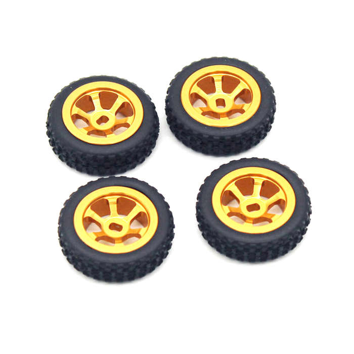 Gold - 4Pcs 1/28 Metal Rally Tire for Wltoys 284131 K989 K979 RC Car Vehicle Models Parts