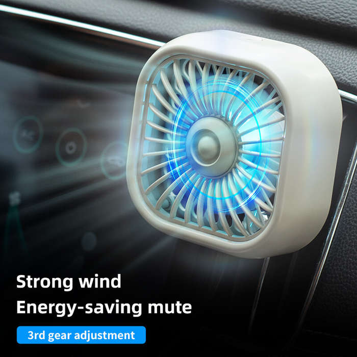 White - USB Car Vent Mini Fan Portable Air Conditioning Outlet Car Fan Gradient Colorful Atmosphere