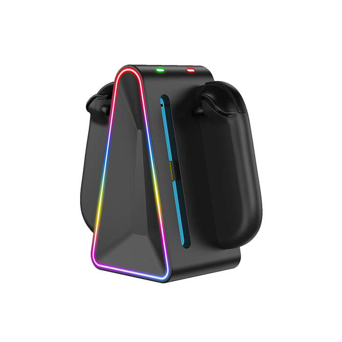 Black - For Switch2 4-in-1 Handles Charging Grip with RGB Light Joy-con Left and Right Handles Charg