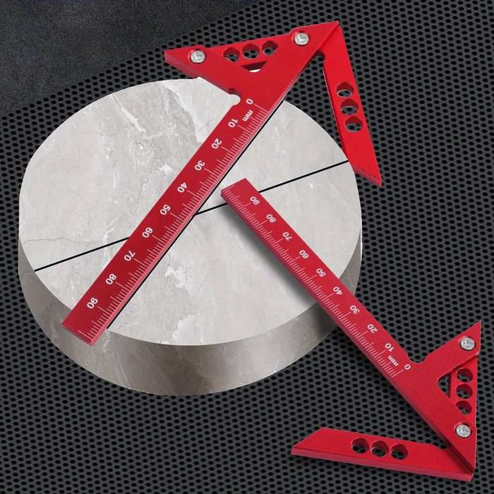 Imperial - Aluminum Center Finder Woodworking Square 45/90 Degree Metric/Imperial Right Angle Line G