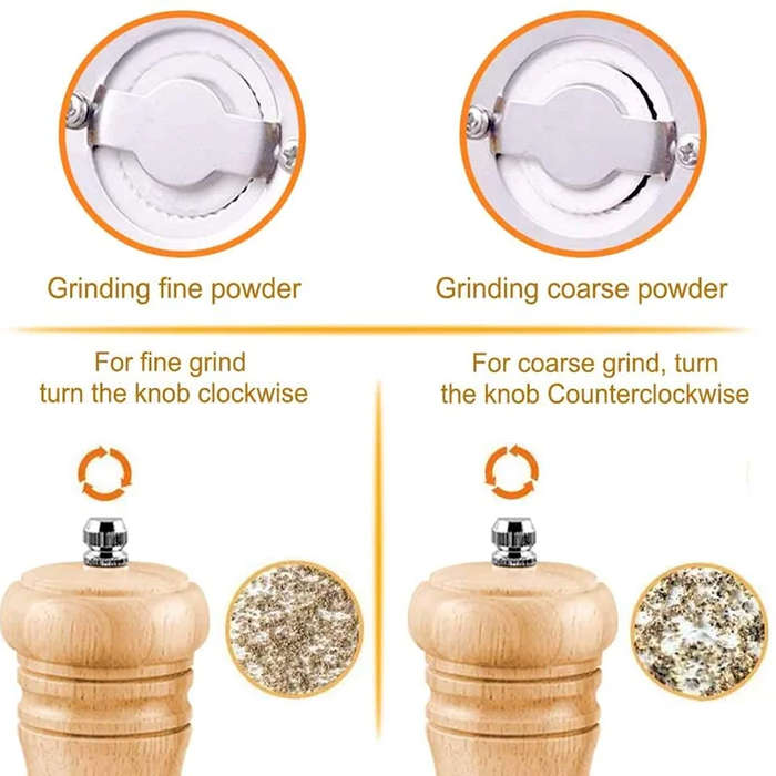 #2 - 6 Inch Salt and Pepper Grinder Set Pepper Mill Hand Fresh Grind Seasoning Bottle Ceramic Core S