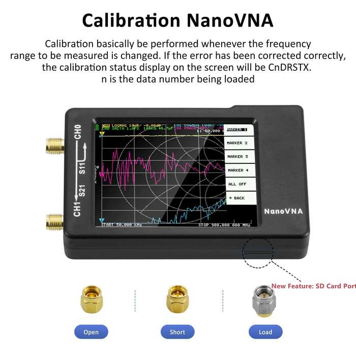 Original Hugen Version 2.8 Inch NanoVNA-H Vector Network Antenna Analyzer 10KHz-1.5GHz MF HF VHF UHF