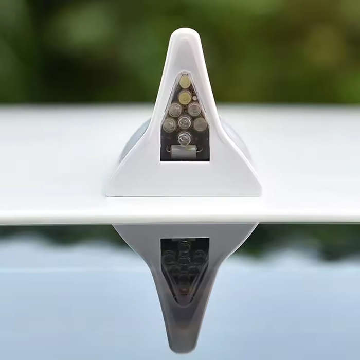 Red - Solar Shark Fin Decorative Light for Car Tail Brake LED Flashing Light for Car Roof Car Decora