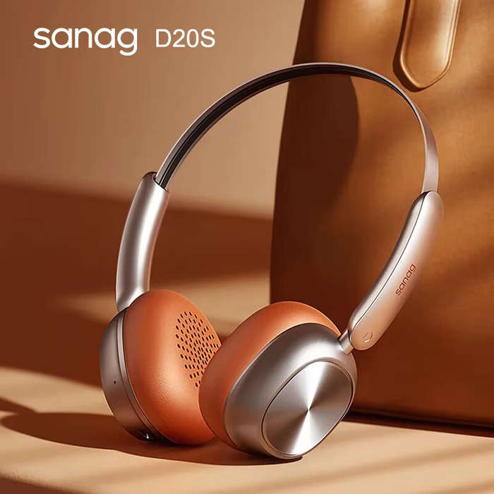 Brown - Sanag D20S Retro Headphones bluetooth 5.4 Headset HiFi Sound 3D Surround Sound 60H Playback