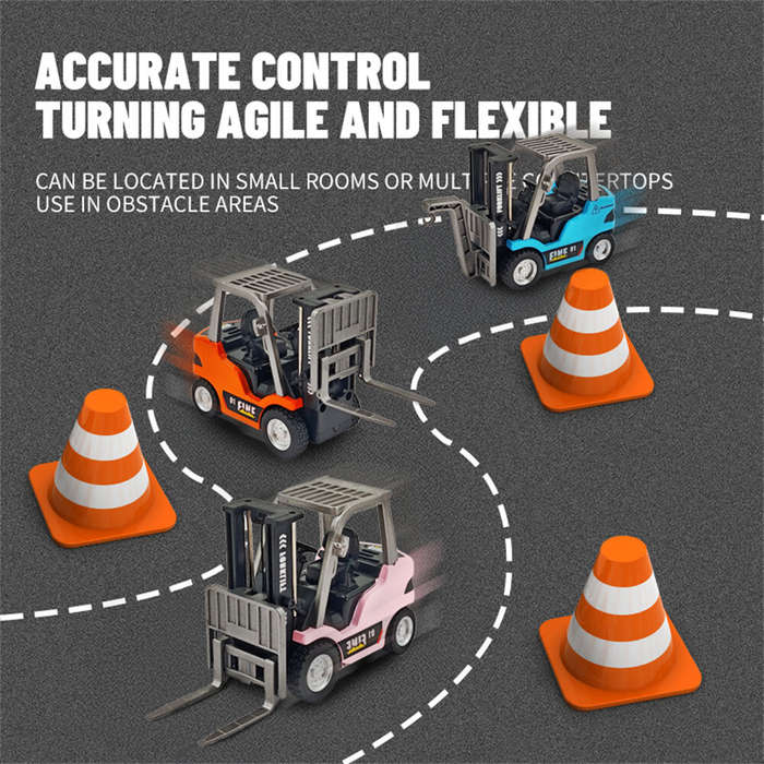 Blue - TRASPED HG4-244 RTR 1/64 2.4G Mini RC Car Alloy Forklift with Trailer Remote Control LED Ligh