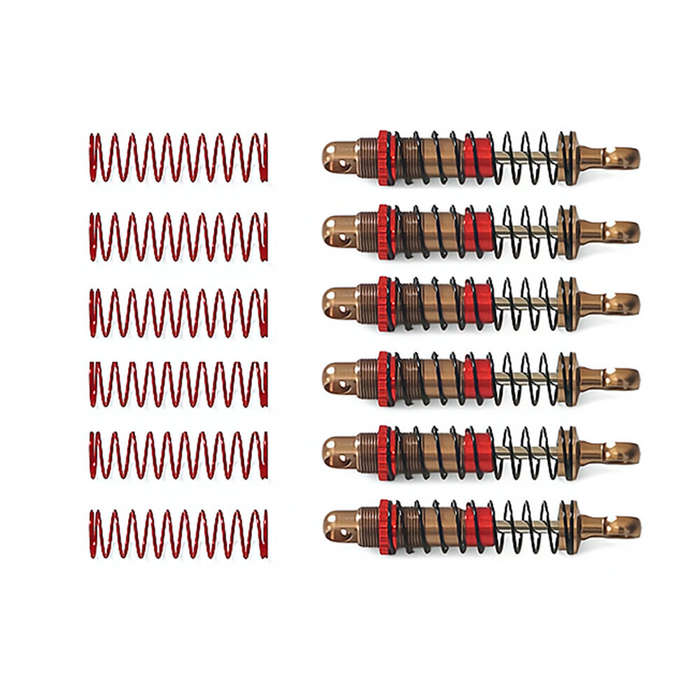 Red - 6PCS Upgraded Metal Oil Filled Shock Asborbers Dampers for FMS Cheyenne 6X6 11812 1/18 Crawler