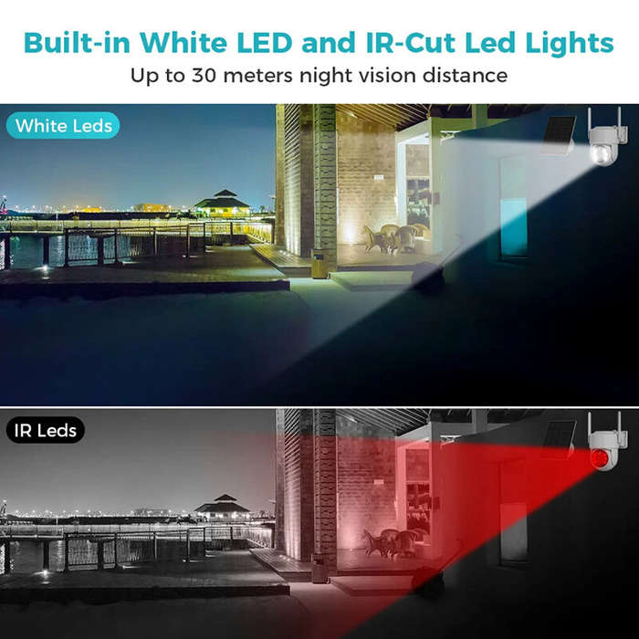 Hiseeu WTD714 4MP 2K HD Solar PTZ WiFi Security Camera PIR Motion Detection Color Night Vision Two-W