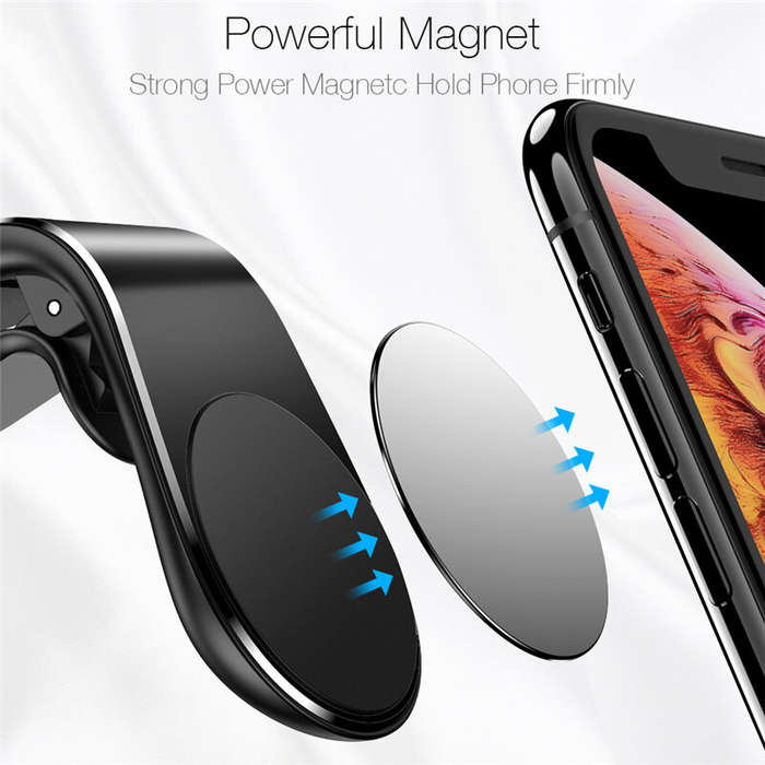 Black - Magnetic Car Phone Holder Stand 360 Metal Air Vent Magnetic Holder for iPhone 14 13 for Sams