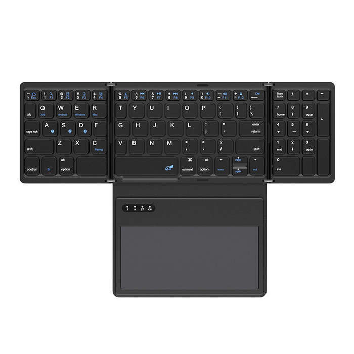 Black - B055 Foladable Bluetooth Keyboard with Touchpad Pocket Folding Keyboard for Laptop Phone Tab