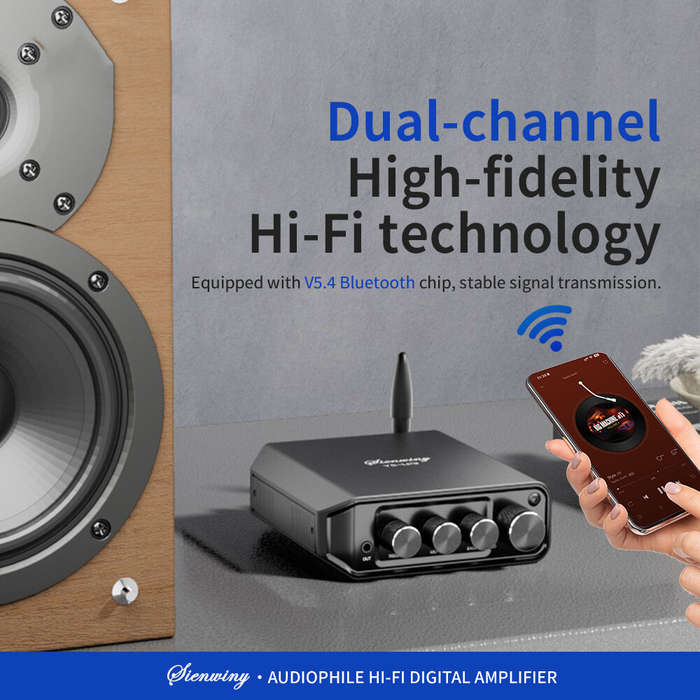 EU Plug - YS-LP3 Bluetooth 5.4 Hi-Fi Stereo Digital Audio Amplifier Dual-channel Power Amplifier Low