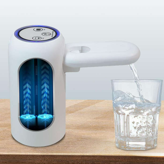 White - MEMEMAX Foldable Dual-Pump Water Dispenser Portable Rechargeable 300ML/1000ML Auto Stop Wate