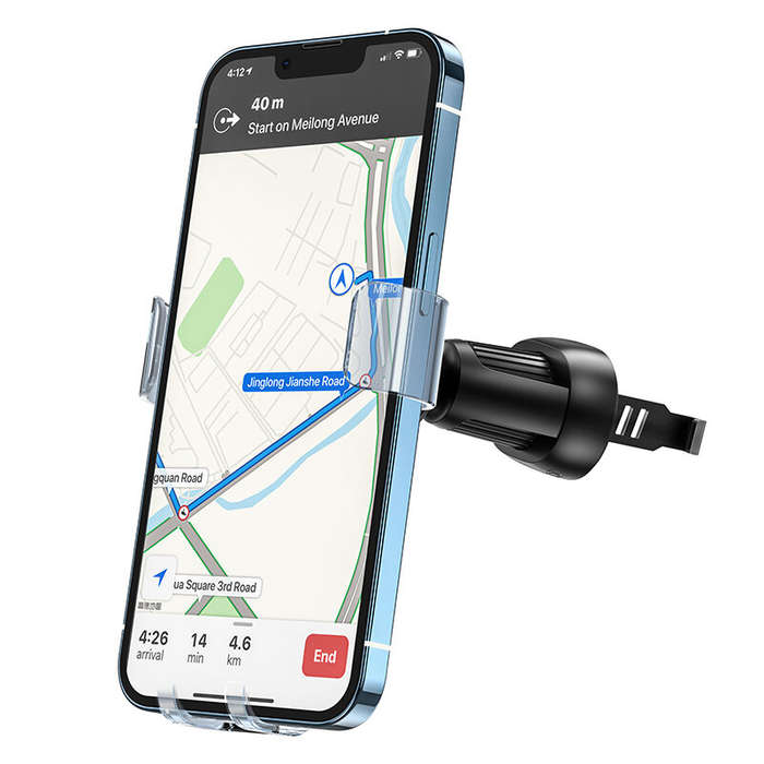Grey - HOCO H7 Car Air Outlet Mobile Phone Holder Applicable to 4.7-7 inches Mobile Phone