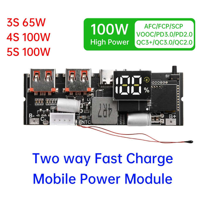 4S 100W - PD 65W 100W Fast Charging Module Mobile Power Supply Board Dual Way Charge 6-Port QC PD PP