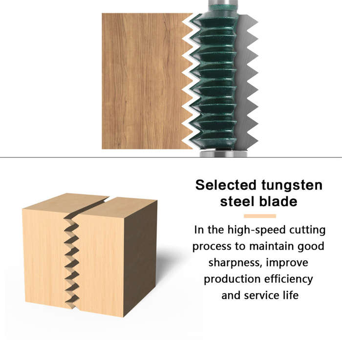 Type-B - 12mm Shank Reversible Finger Glue Joint Router Bit Bearing Finger Joint Router Bit for DIY