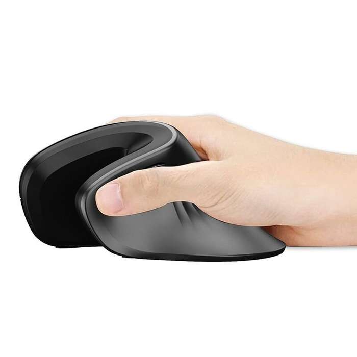 Black - T27 Vertical Wireless Mouse Rechargeable Silent Click 1200-3200 DPI Ergonomic USB 2.4G Optic