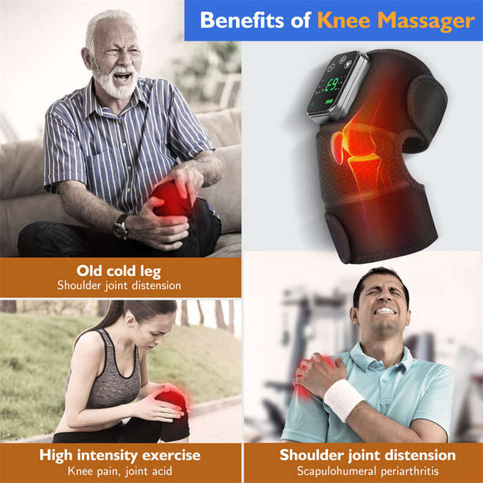 Grey - TENGOO Cordless Knee Massager Shoulder Brace Heating Pad, Elbow Warmth Hot Compress Old Cold