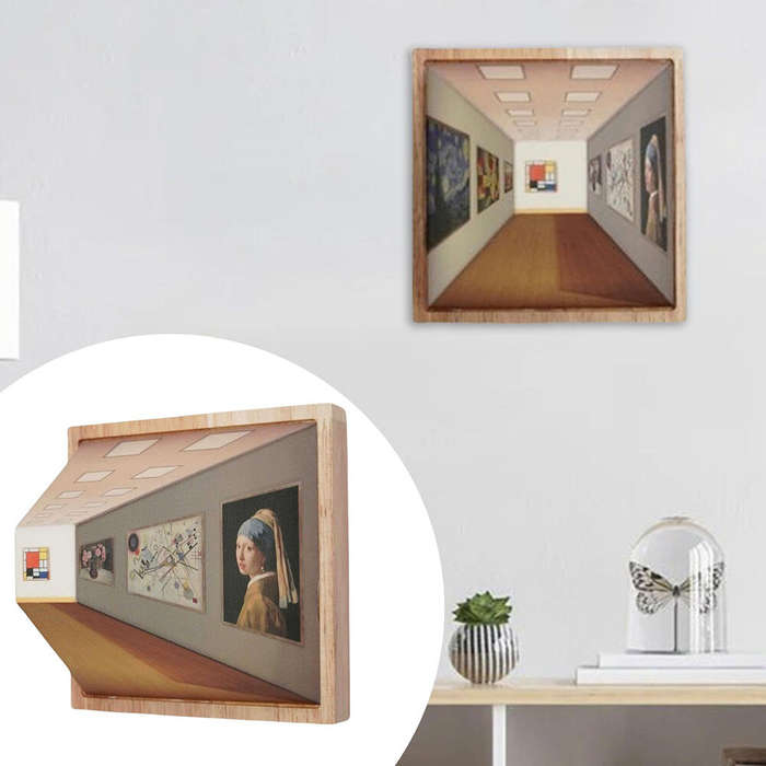 A - Naked Eye 3D Visual LED Wall Art with LED Lights with Stand Night Light with 3 Lighting Effects