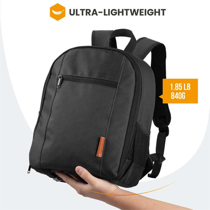 Black - Camera Backpack Bag with Waterproof Cover Multi-Compartment Design for Camera Accessories La
