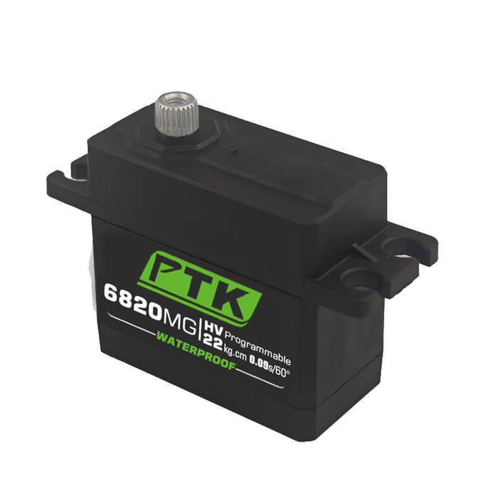 Black - PTK 6820 MG 20kg High Torque 180 Stainless Steel Gear Metal Digital Waterproof RC Servo for