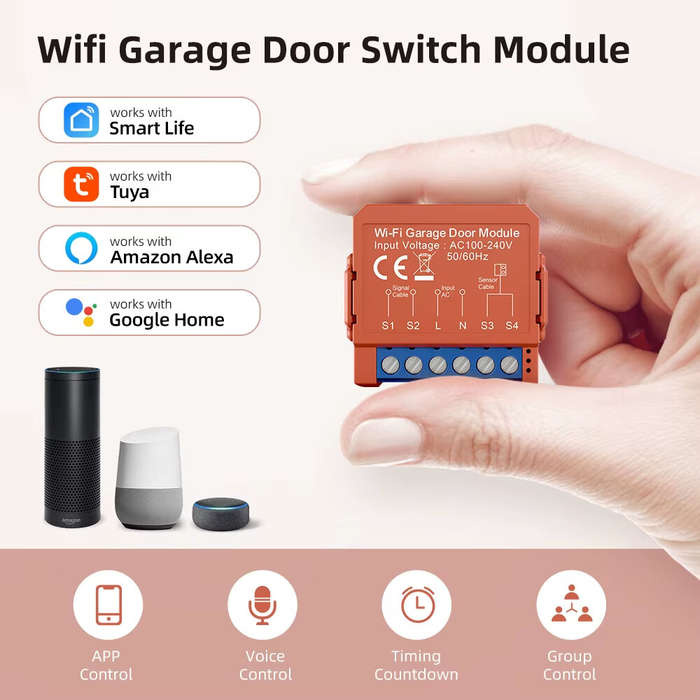 WIFI - Tuya Smart WiFi Garage Door Module Switch Door Opener Controller Smart Life APP Voice Remote