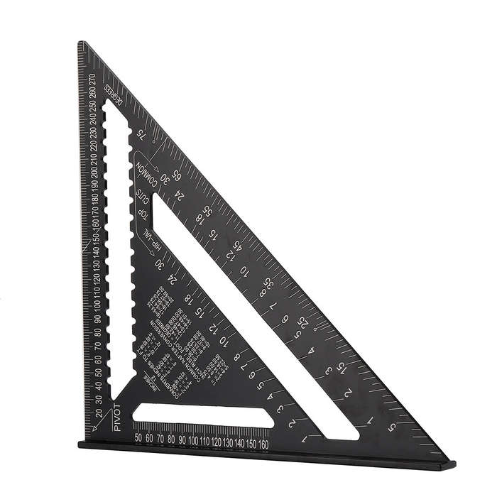 12-inch Aluminum Alloy Triangle Ruler with Protractor Scriber and Sawtooth Guide Multifunctional Too