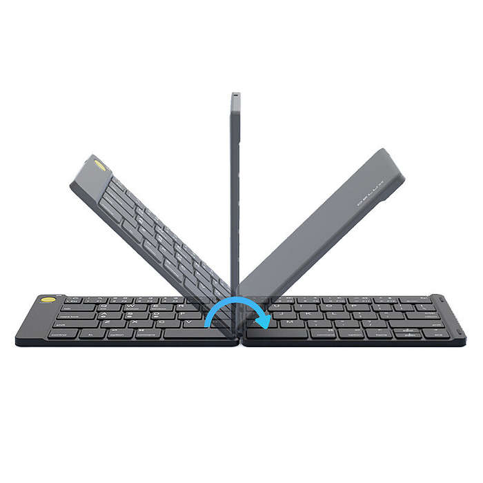 Black - Delux MF10 Foldable Keyboard and Mouse Set Ultra Slim Wireless bluetooth Keyboard & Mouse Co