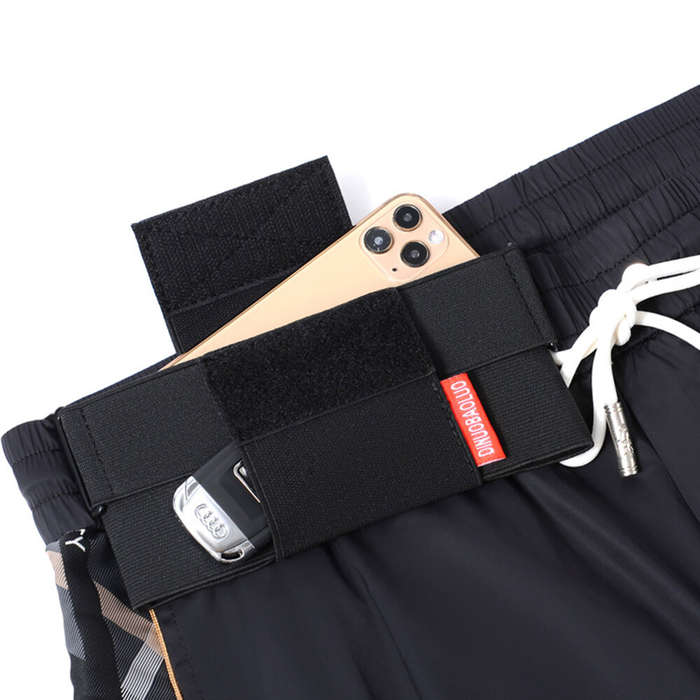 Black - Sports Portable Elastic Mobile Phone Waist Bag Multi-layer Storage Bag for Outdoor Work Trav