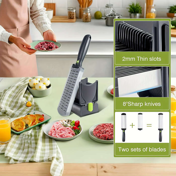Grey - Fresh Meat Cutter Multifunctional Stainless Steel Meat Slicer Fast Meat Slice Home Kitchen Me