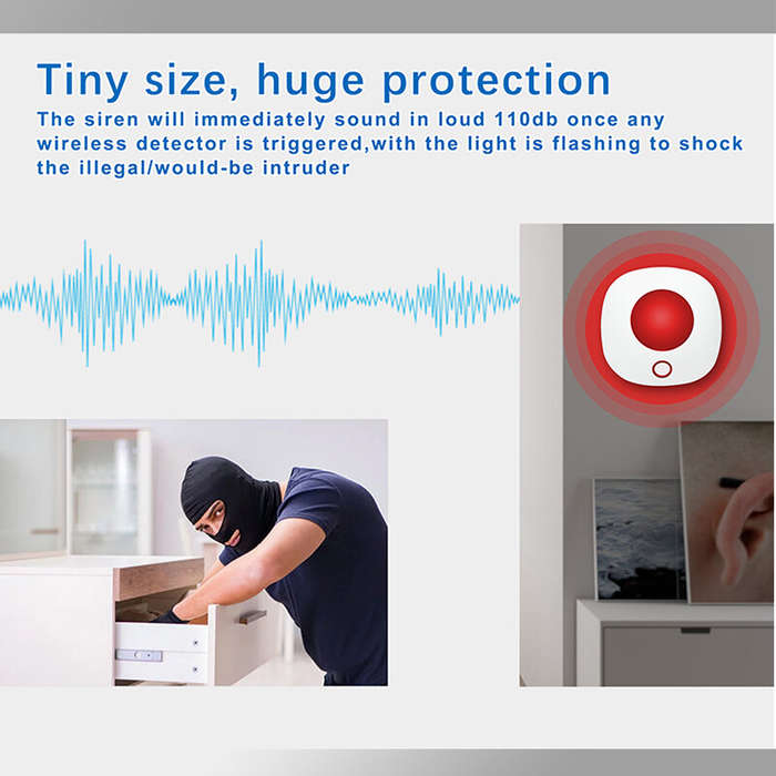 EU Plug - ZX-SN11 Tuya WiFi Alarm Siren 433Mhz 110db Loud Wireless Security System Mobile App Contro