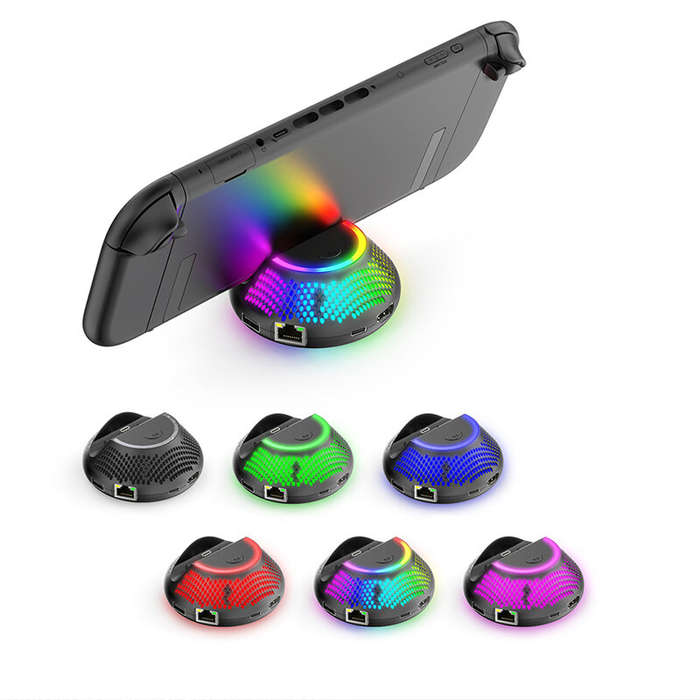 Black - For Switch2 Host TV Dock Station with RGB Light Video Converter Base JYS JYS-NS2289