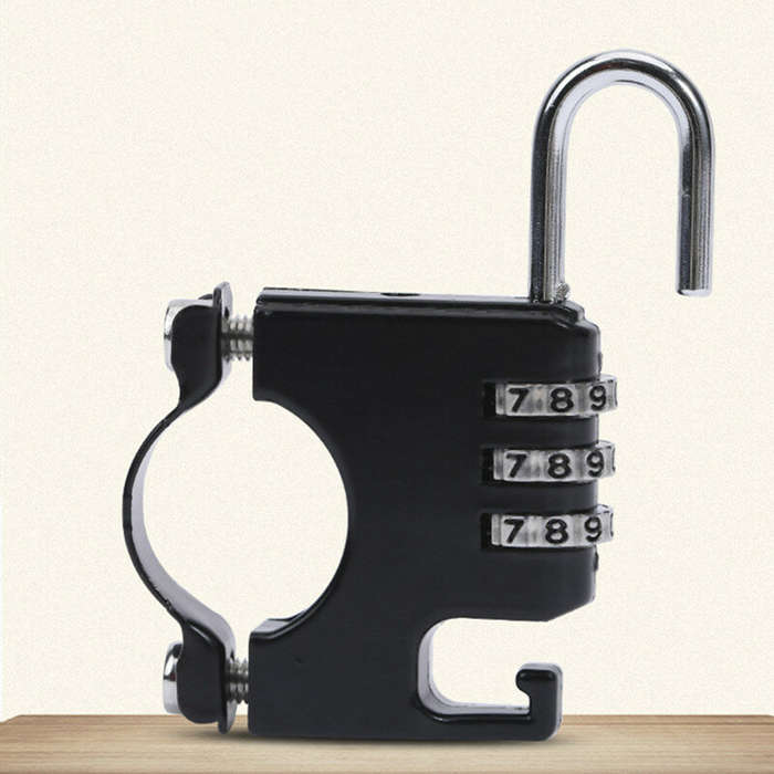 Silver - Yiquan Three Digit Codes Combination Bike Lock Aluminum Alloy 0.1kg Lightweight Portable Se