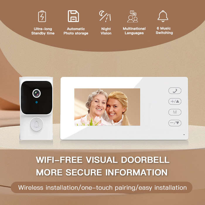 White - Y8-KP2 2.4G Bluetooth Visual Doorbell Wireless Installation Infrared Night Vision Two Way Vi