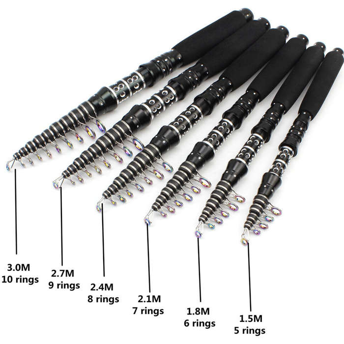 2.4M - Ultra-short Portable Spinning Rod Carbon Fiber 10KG Max Load Telescopic Fishing Rod for Fresh