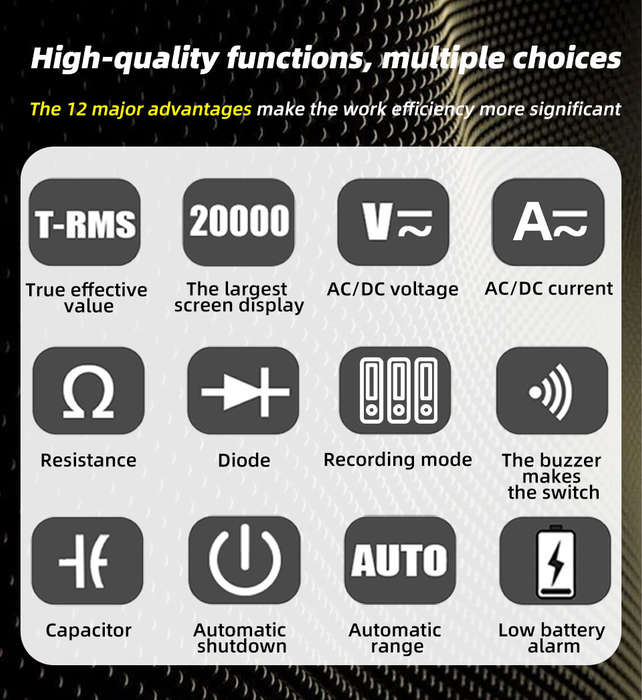 Black - BSIDE S500 Smart Graphic Multimeter 3.2 Inch TFT Screen 1000V DC AC Voltage 10A Current High