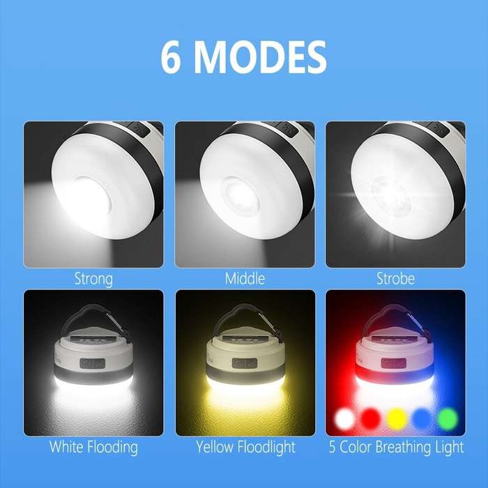 SMILING SHARK Multifunctional Portable Adjustable Lantern Outdoor Camping Tent Light Rechargeable Em