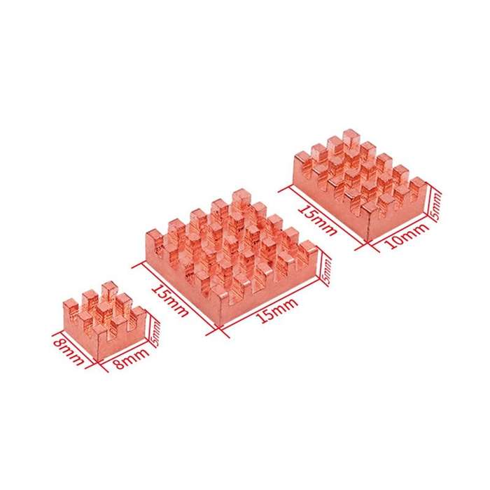 3pcs - Heat Sink For Orange Pi RV2 Copper Passive Cooling High Efficiency Adhesive Backing for CPU R