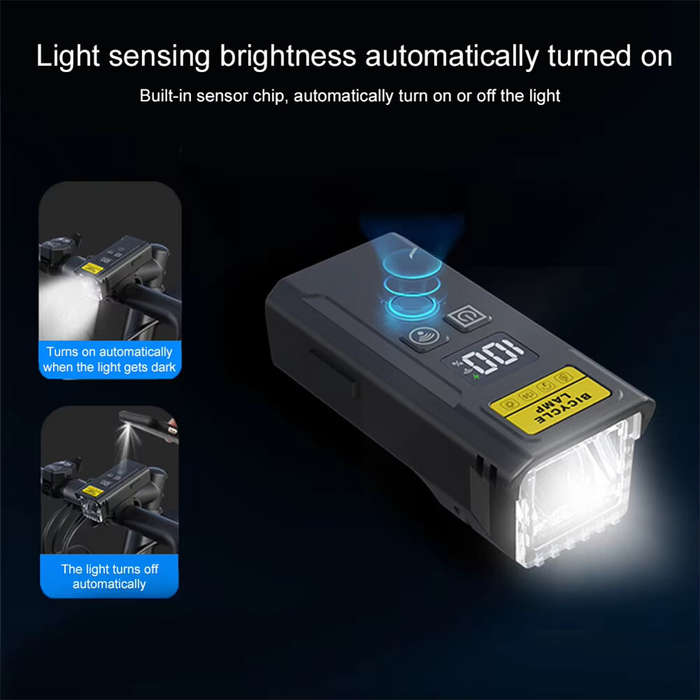 Black - BIKIGHT Q09L Wireless Remote Control Bicycle Headlight with Horn Smart Light Sensor Digital