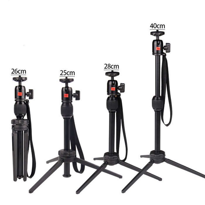 Black - MT-10 Mini Aluminum Tripod Projector Stand 2 Section Tabletop Tripode with Gimbal Ball Head