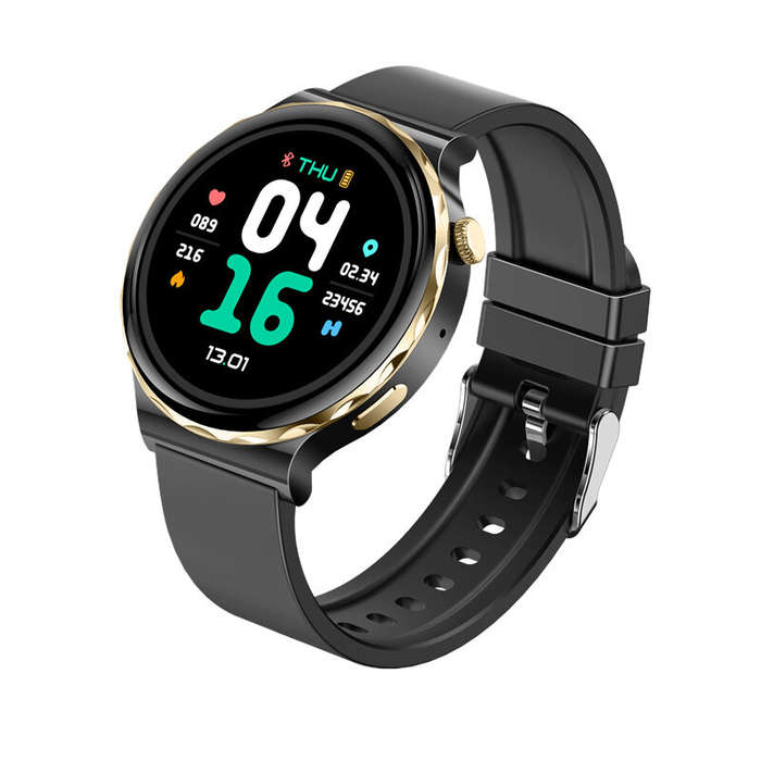 Silver - HW52 1.28inch HD Screen bluetooth Call ECG+PPG Non-invasive Blood Glucose Testing Heart Rat