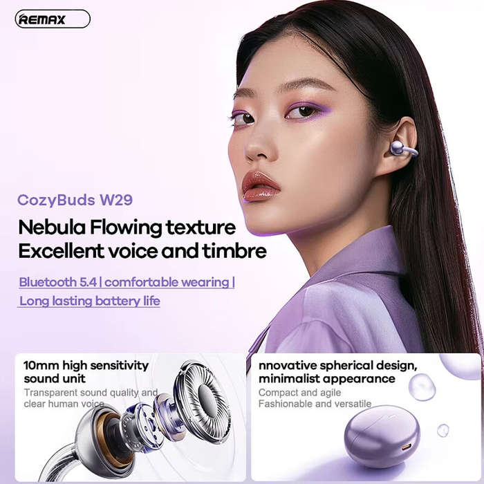 Blue - REMAX CozyBuds W29 OWS Earclips Earbuds Wireless bluetooth Earphone Stereo Open-ear Ergonomic