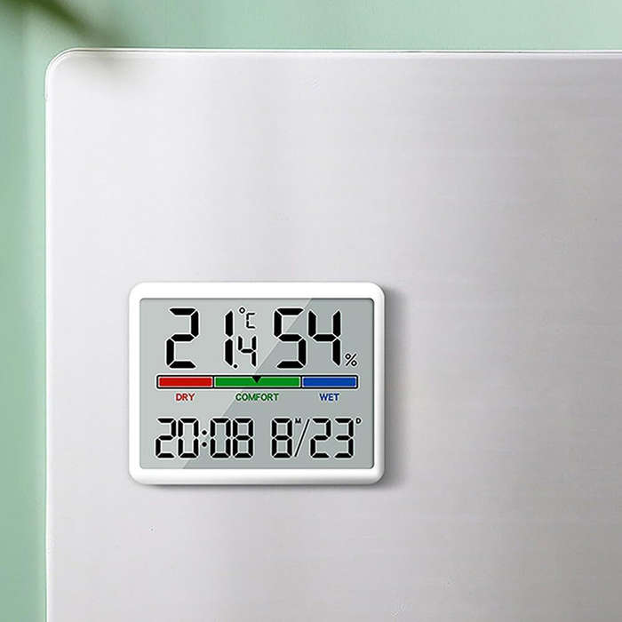 White - Electronic Multifunctional Magnetic Temperature Clock Wall Clock Digital Alarm Clock Large L