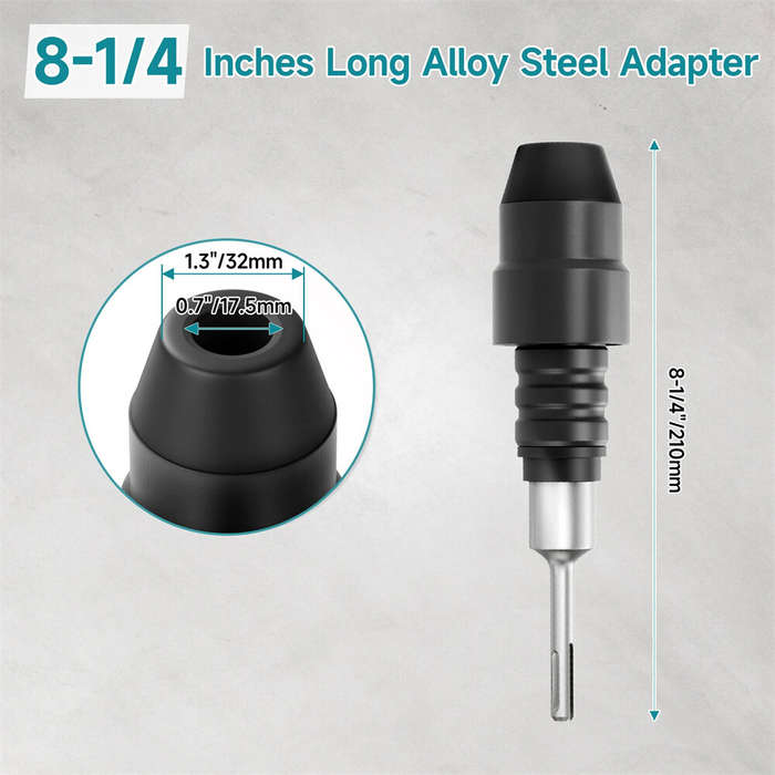 Black - SDS Plus to SDS Max Rotary Hammer Drill Adapter 210mm High-Quality Alloy Steel Impact Drill
