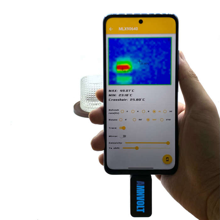 Black - AMNVOLT MLX90640 Thermal Imager 32*24 Resolution Plug and Play Android Version Temperature M
