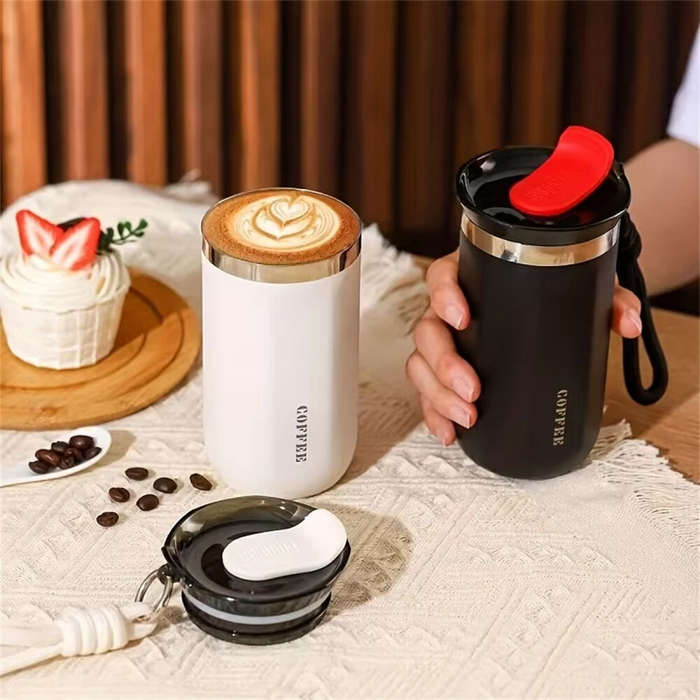 Black - IPRee 350ml Stainless Steel Insulated Cups Portable Double Wall Vacuum Flask Coffee Mug with