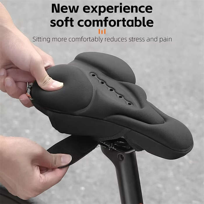 Black - WEST BIKING Silicone High Elastic Bicycle Cushion Cover Breathable Soft Bike Seat Cushion wi