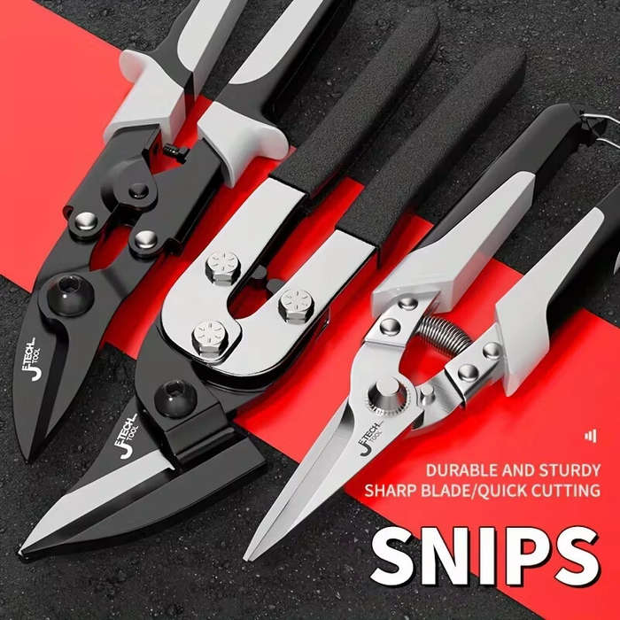 Right Cut Shear - Industrial Chrome Vanadium Steel Aviation Snips 250mm Bent/Straight Head Non-Slip